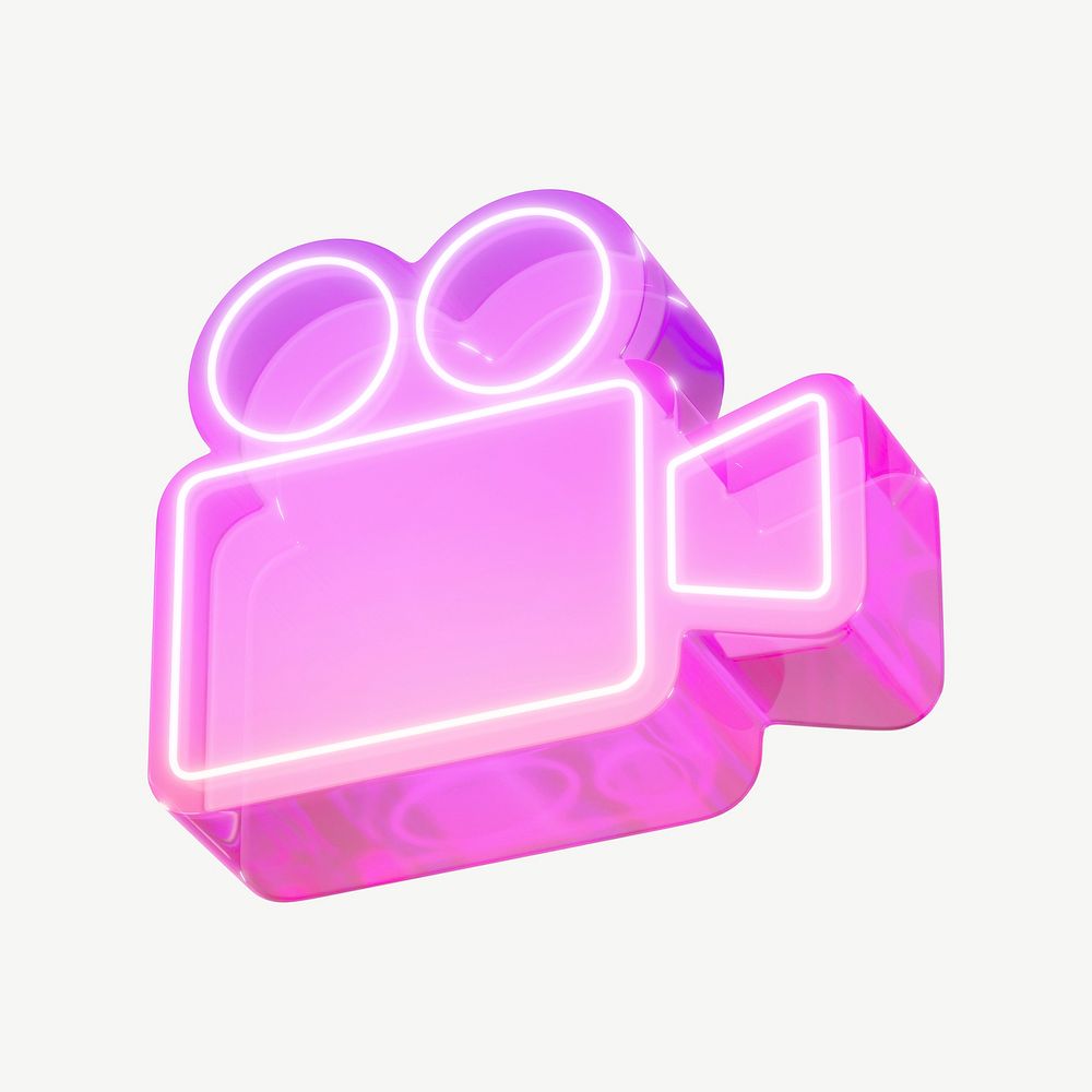 Gradient pink movie camera icon psd