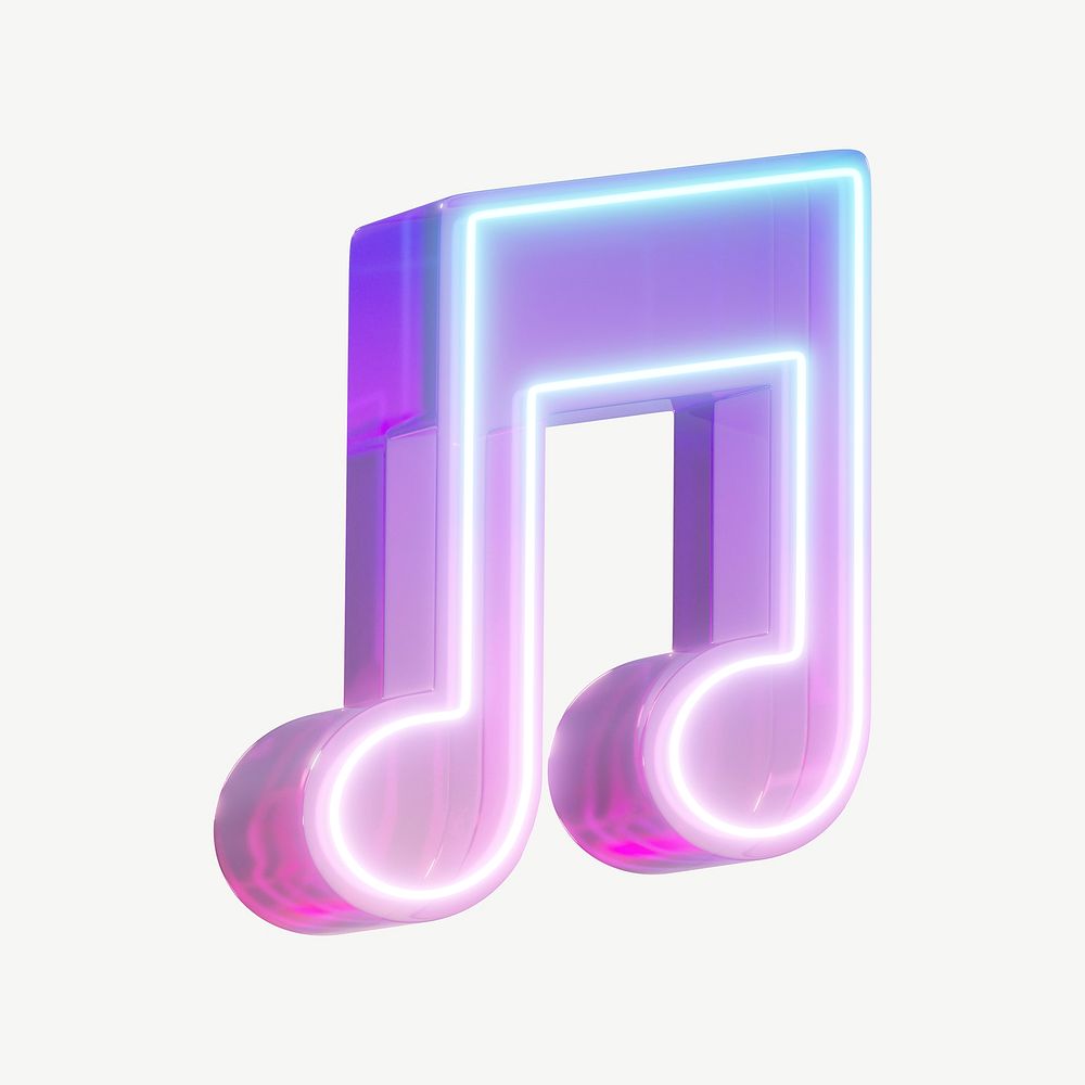 Music note neon icon psd