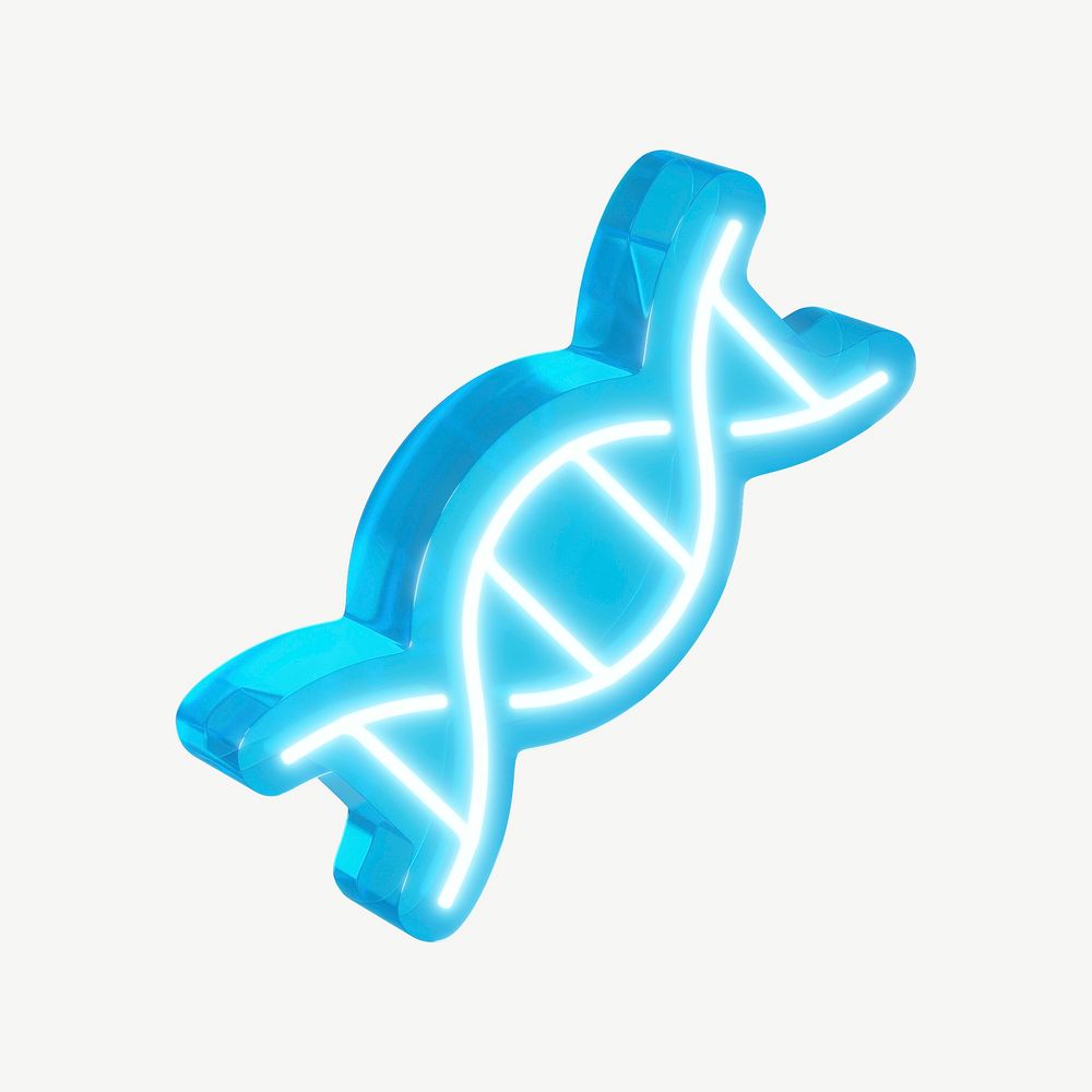 Neon blue DNA helix, biotechnology psd