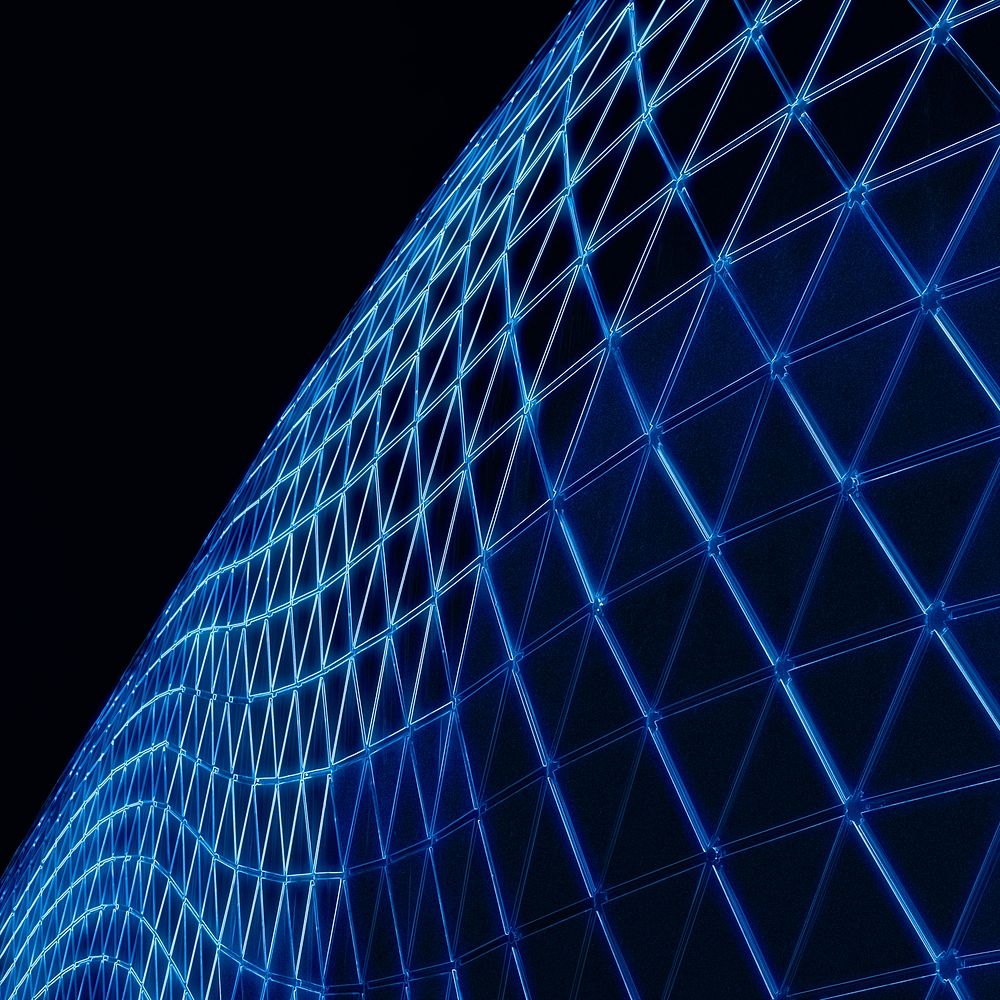 Abstract blue wireframe background, digital remix