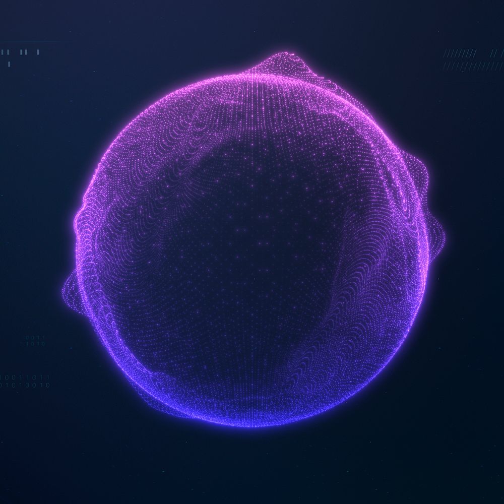 Purple digital sphere element, futuristic remix psd