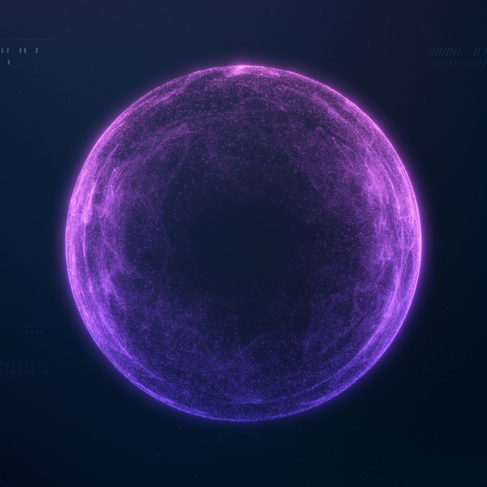 Purple digital sphere element, futuristic remix
