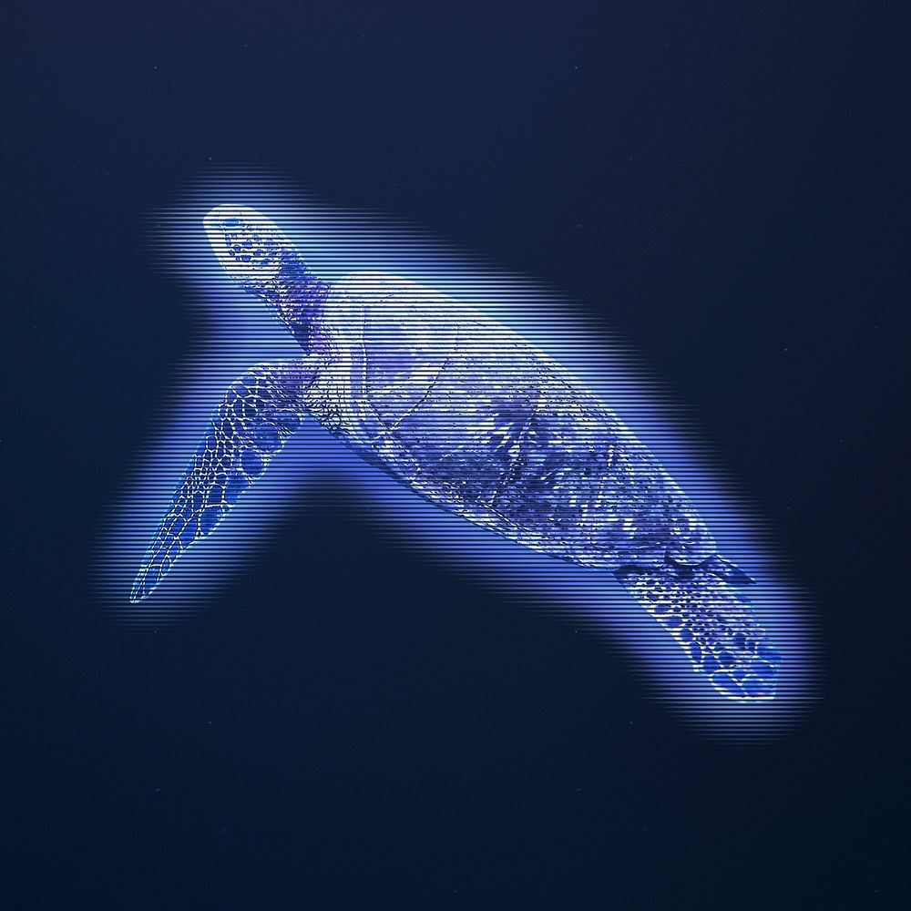 Sea turtle, blue digital remix psd