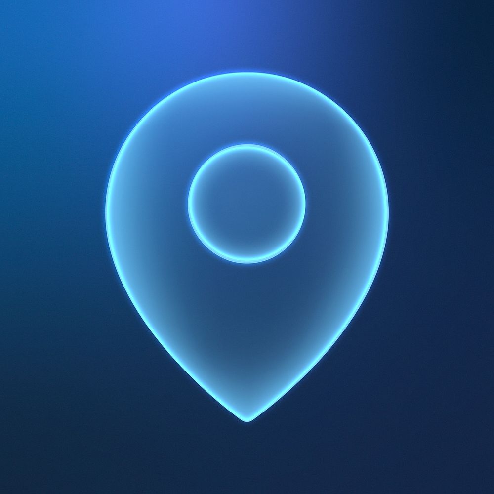 Glowing blue location pin psd