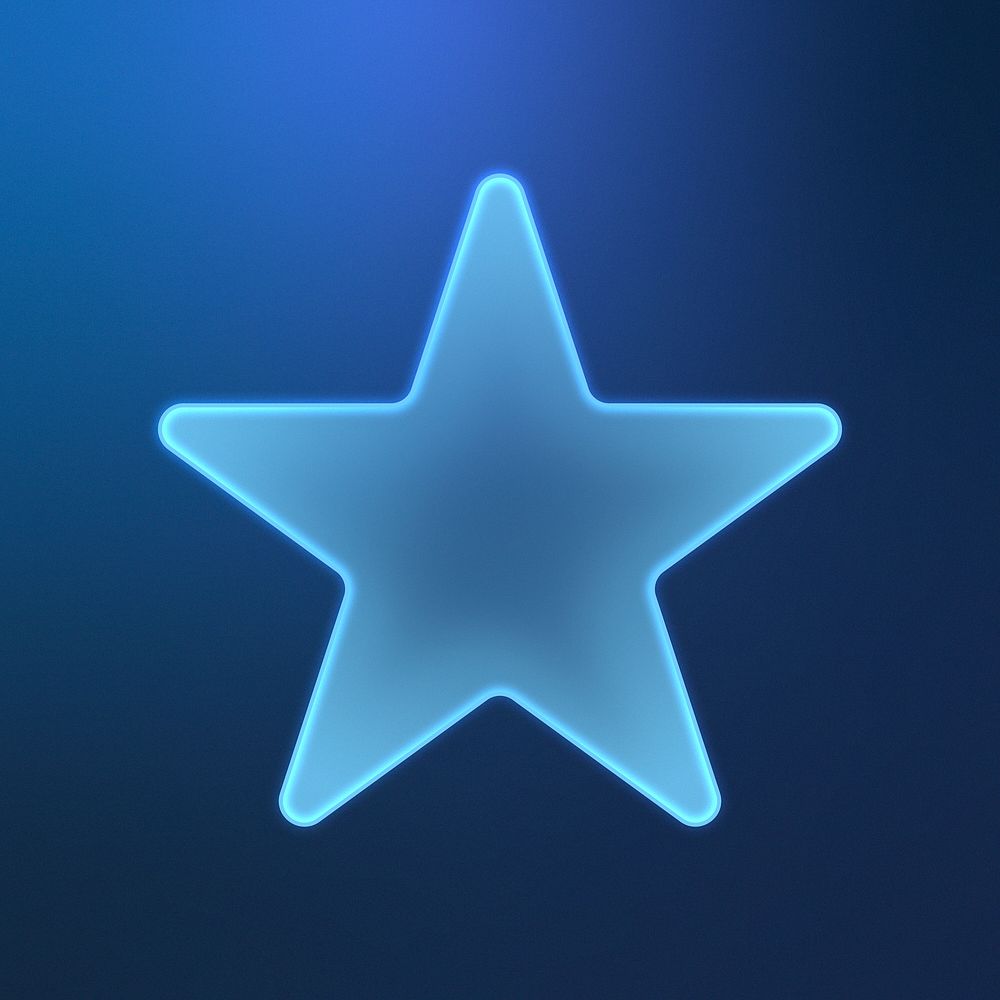 Digital glowing blue star psd