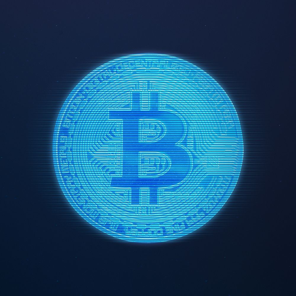 Blue bitcoin, digital currency