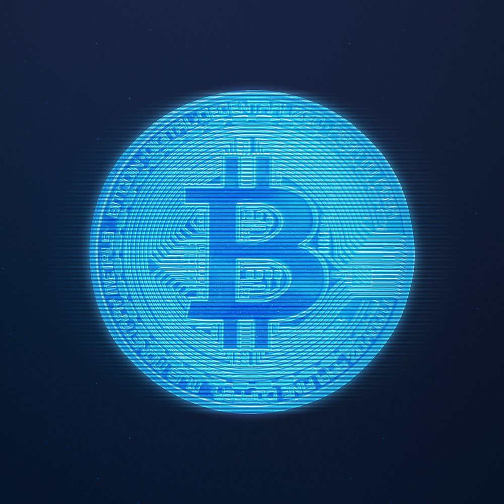 Blue bitcoin, digital currency psd