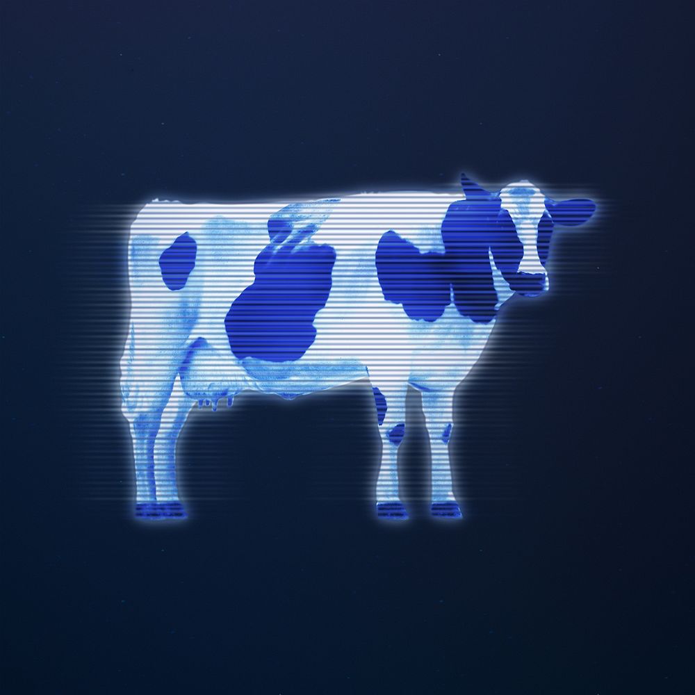 Cow in futuristic smart farming design, digital remix