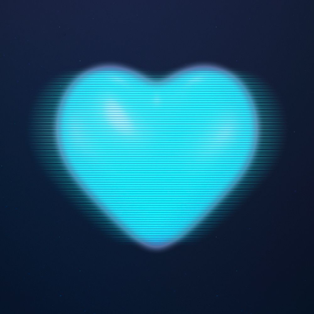 Blue heart element, digital remix psd