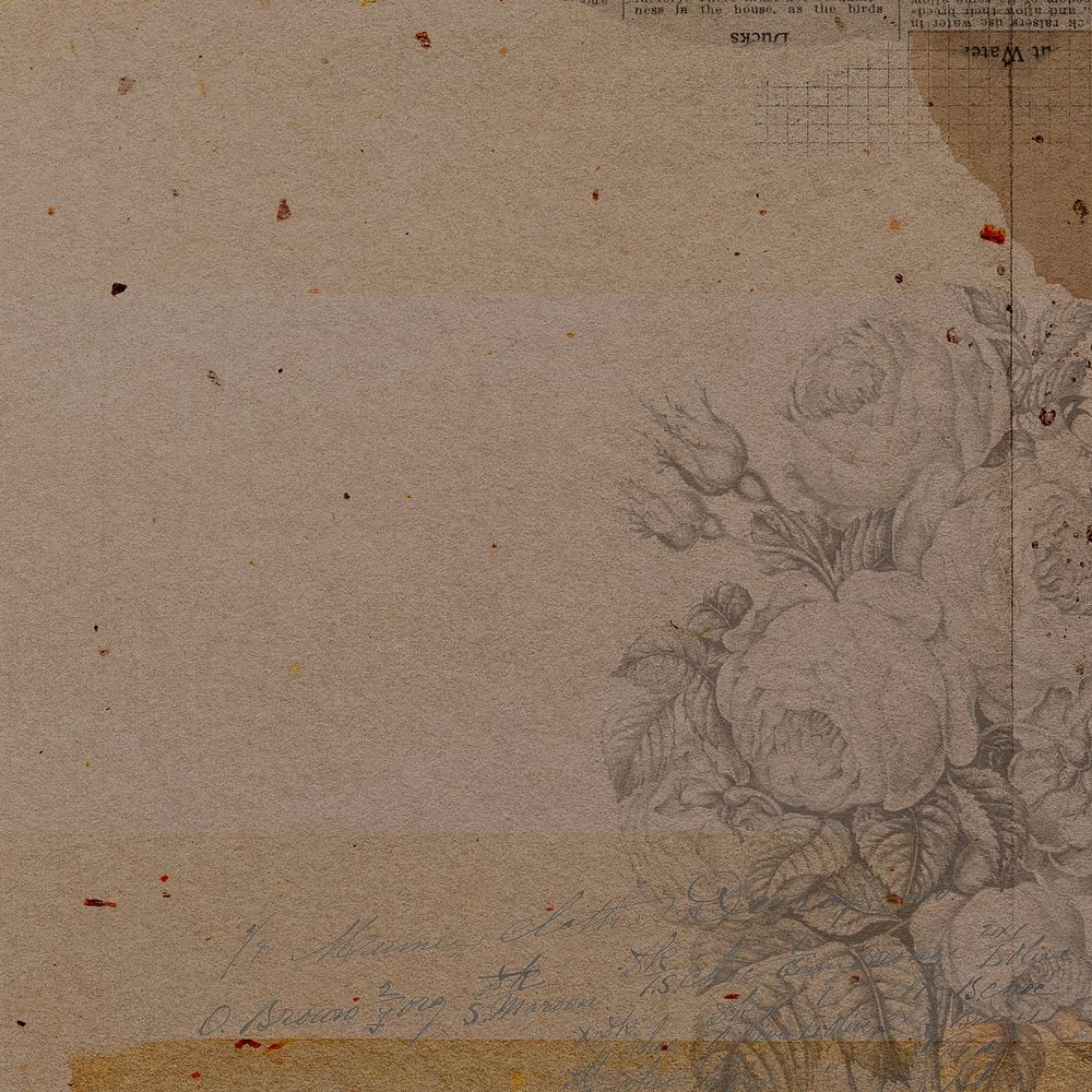 Vintage floral brown background, collage remix design