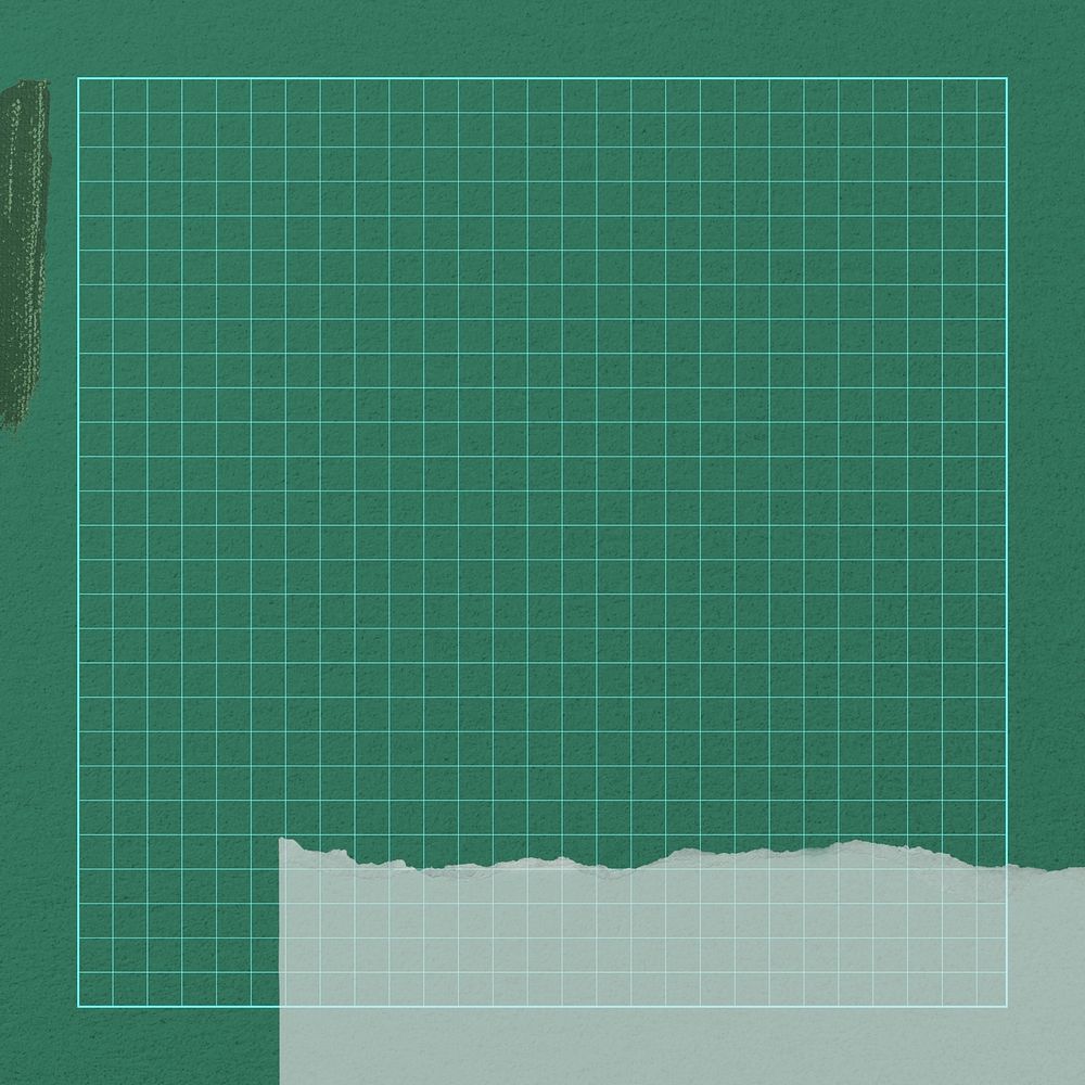Grid green background, ripped paper collage element