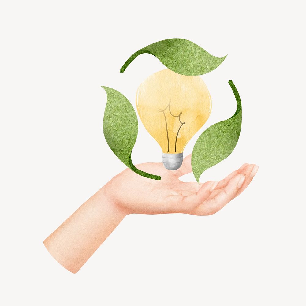 Light bulb, green energy environment collage art