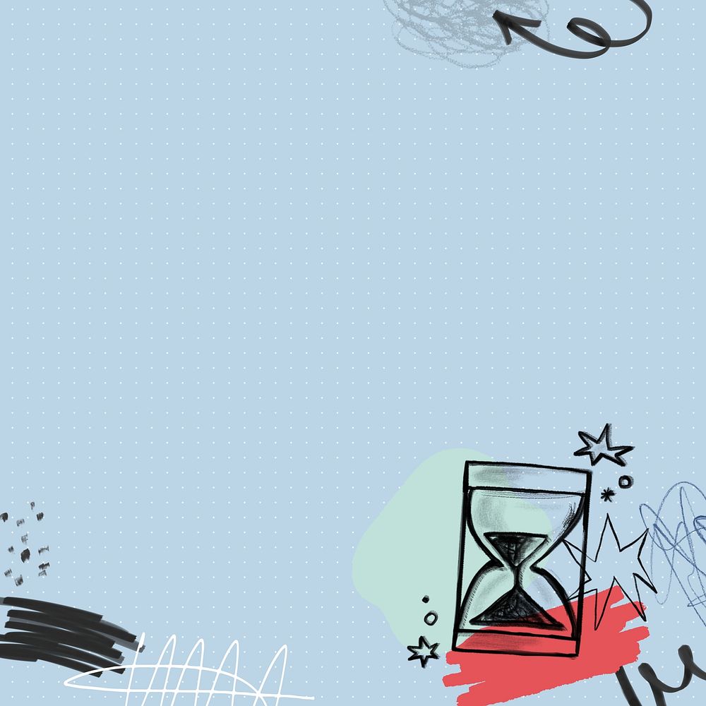 Hourglass doodle background, time management