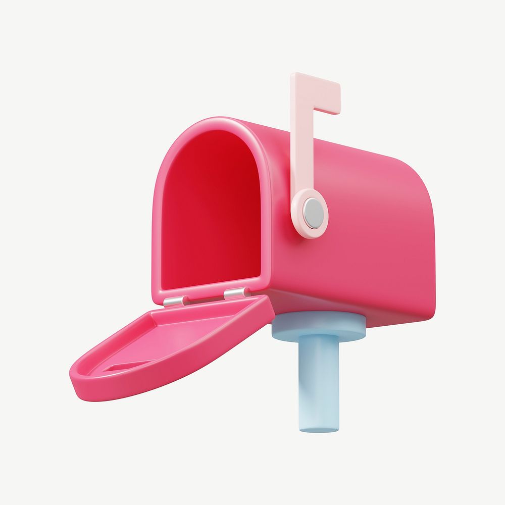 Pink mailbox, 3D collage element psd