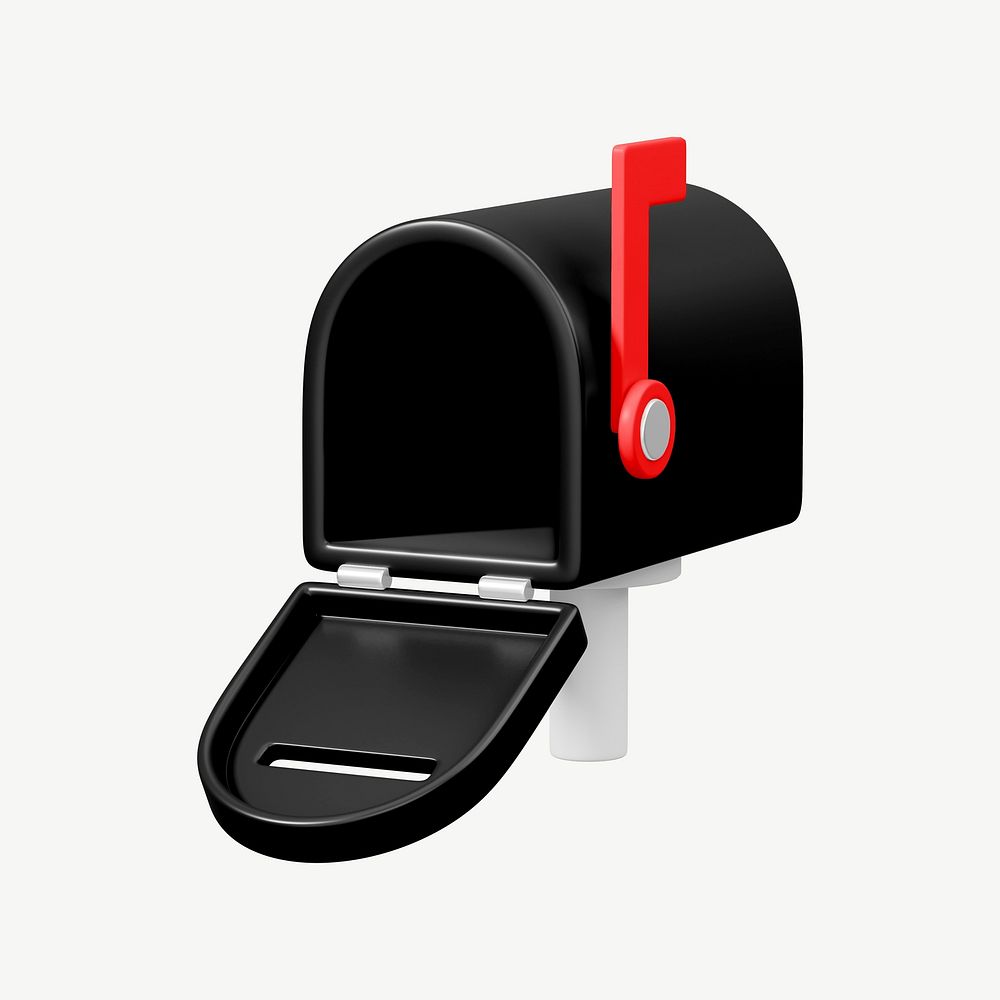Black mailbox, 3D collage element psd