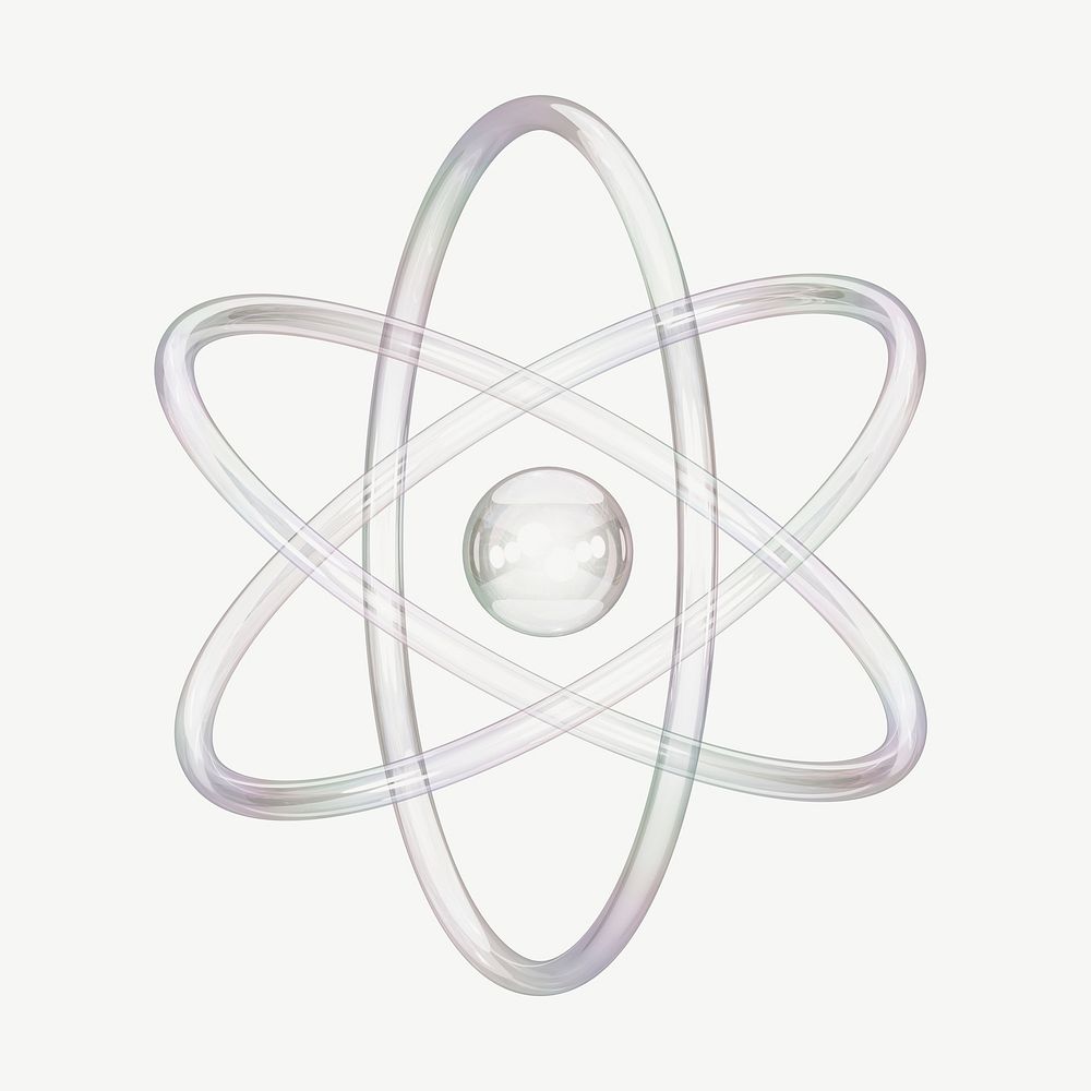 3D clear atom, collage element psd