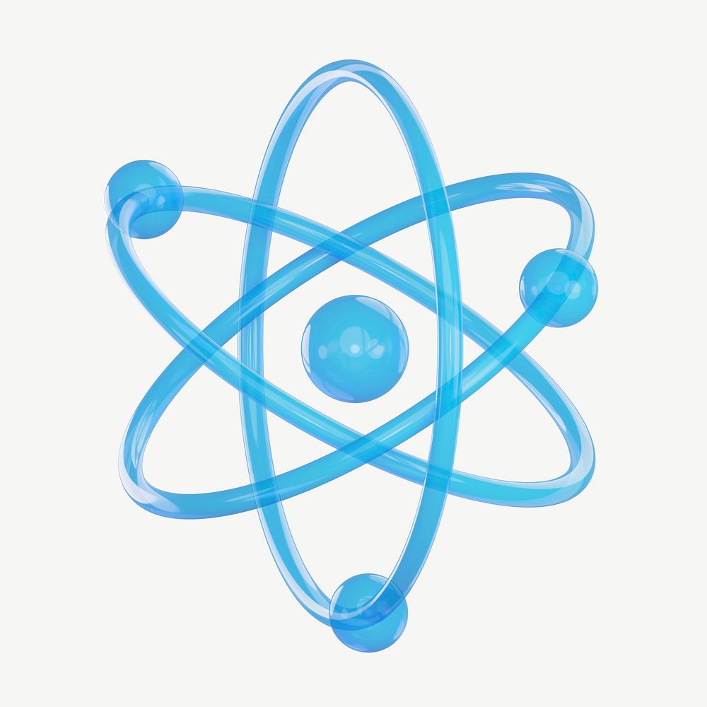 3D blue atom, collage element psd