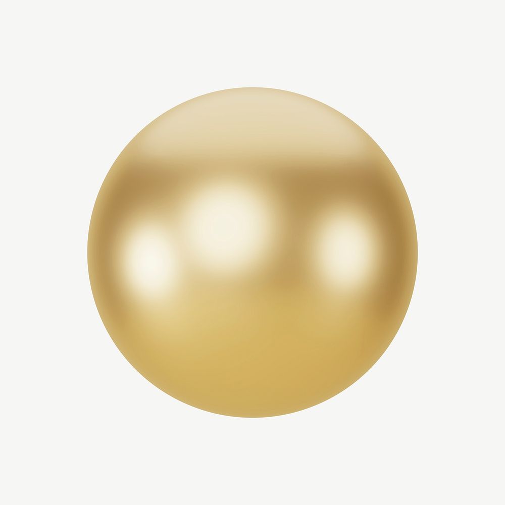 3D gold metallic ball, collage element psd