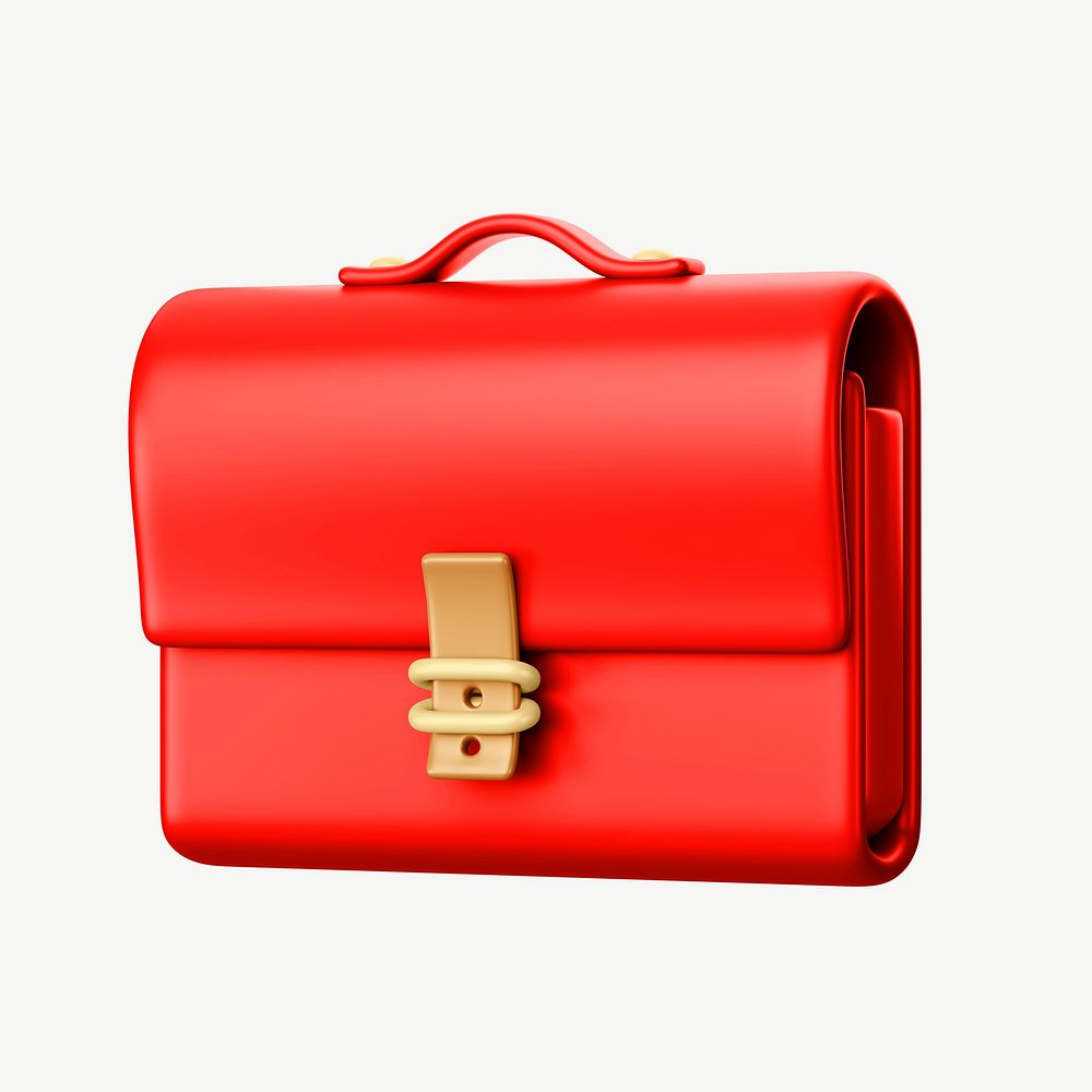 Red business briefcase, 3D collage element psd