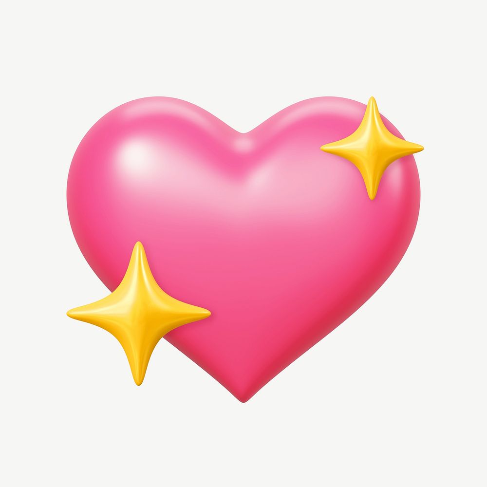 Pink sparkly heart emoticon, 3D love collage element psd