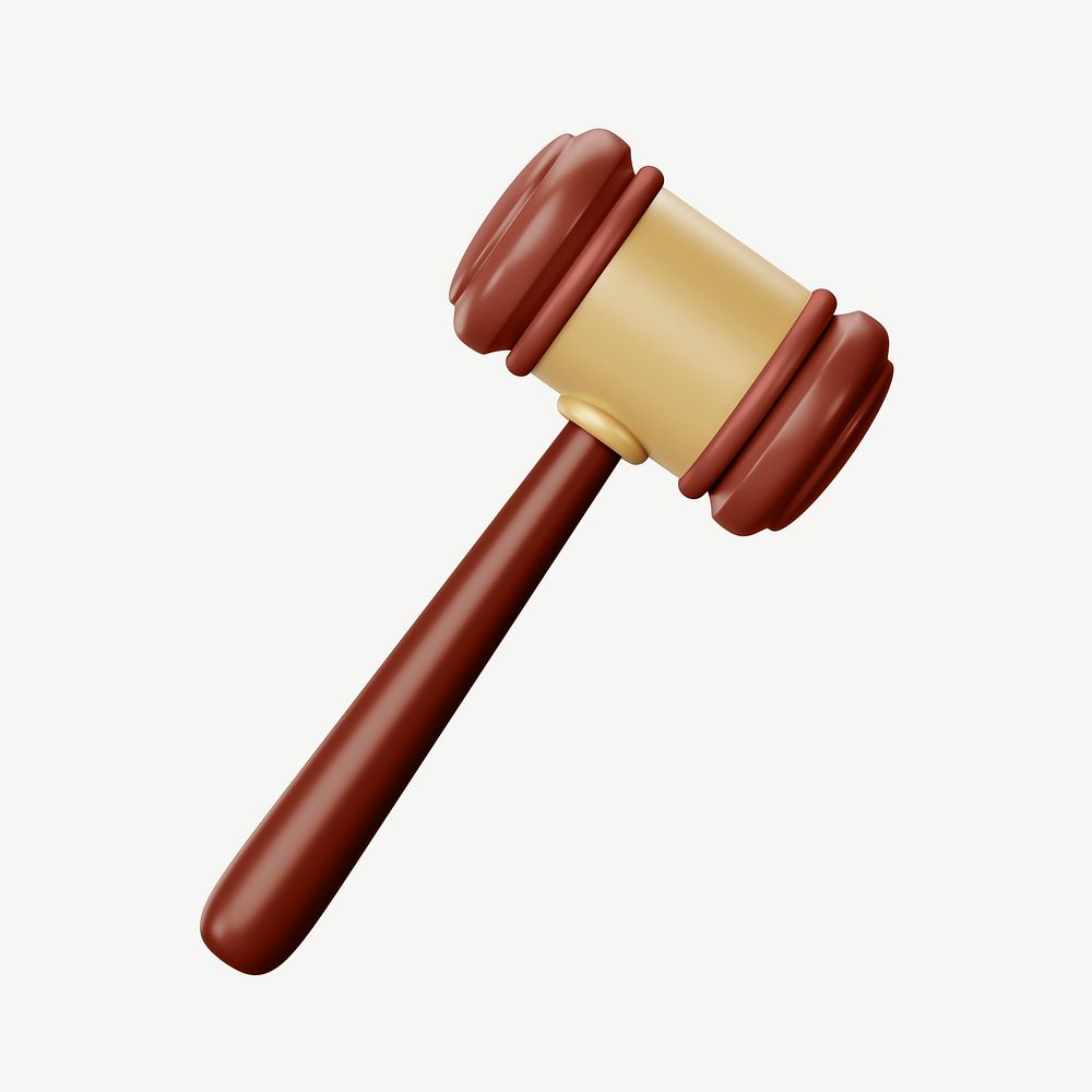 Judge gavel, 3D law collage element psd