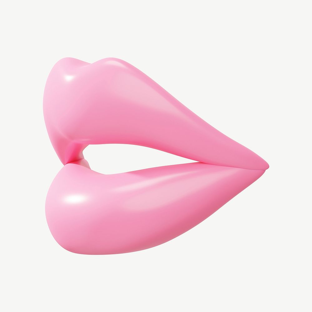 Pink woman's lips, 3D collage element psd