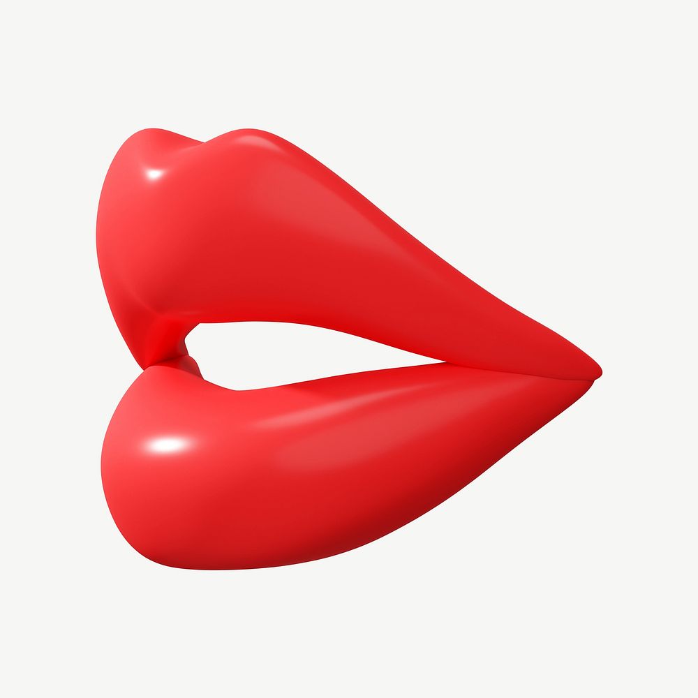 Red woman's lips, 3D collage element psd