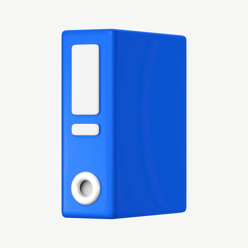 Blue folder, 3D office stationery collage element psd