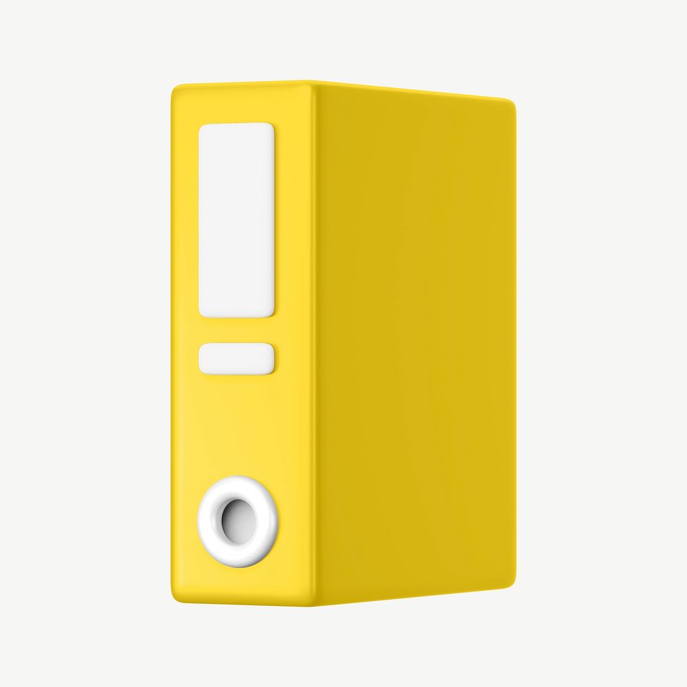 Yellow folder, 3D office stationery collage element psd