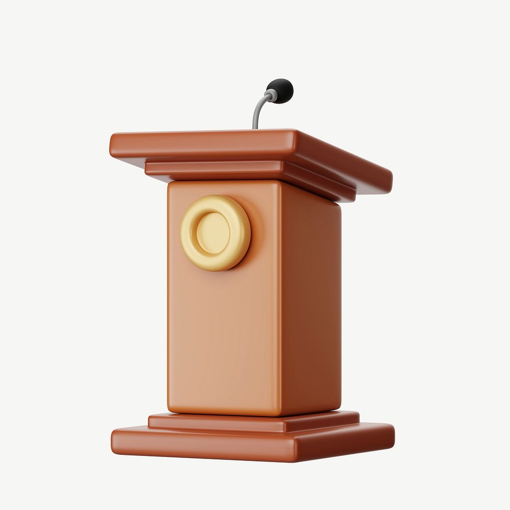 Wooden speaker podium, 3D collage element psd