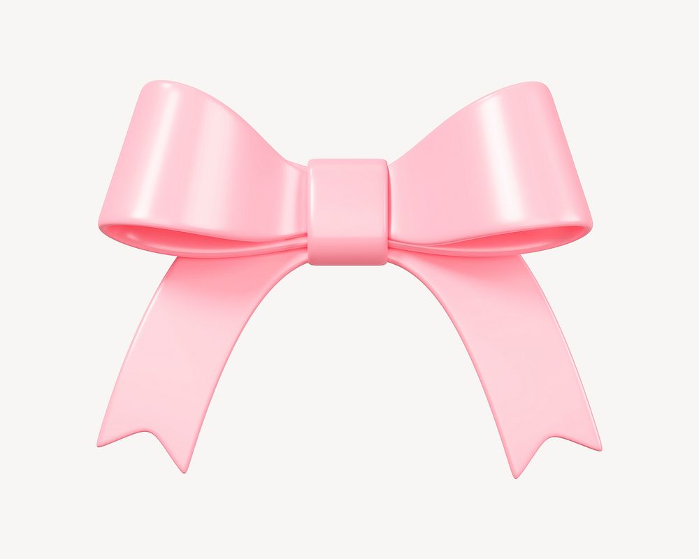 Pink ribbon bow, 3D collage element psd