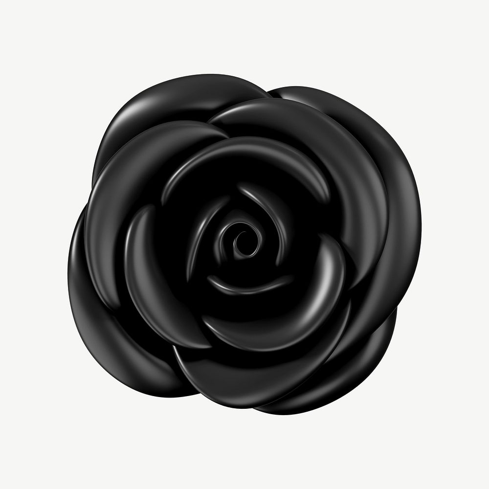 Black rose flower, 3D collage element psd
