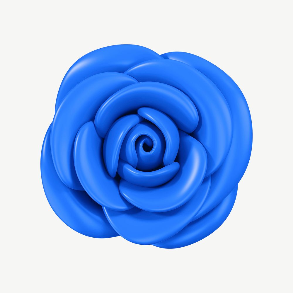 Blue rose flower, 3D collage element psd