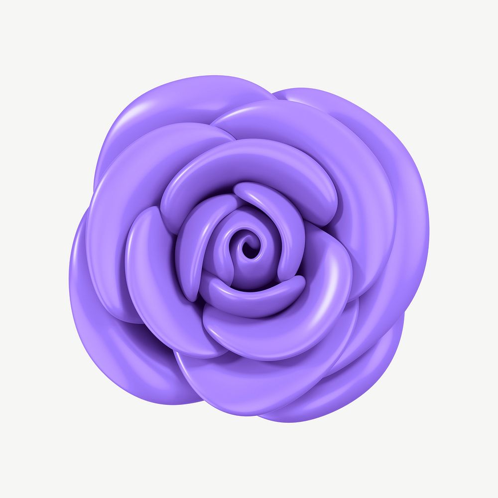 Purple rose flower, 3D collage element psd