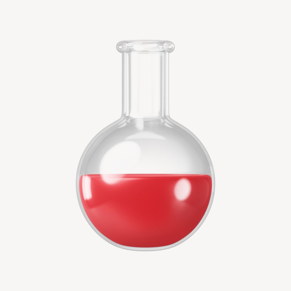 3D volumetric flask, element illustration