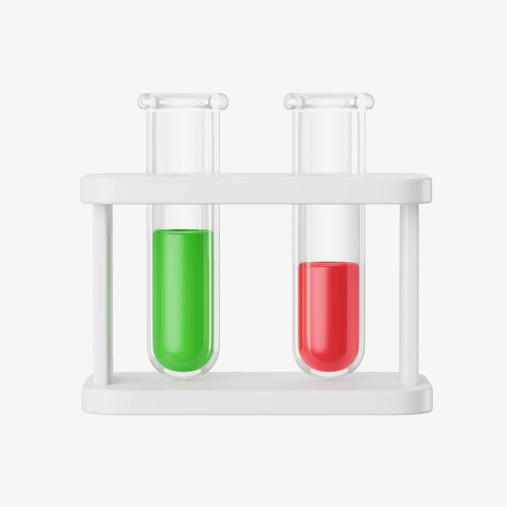 3D science test tube, collage element psd