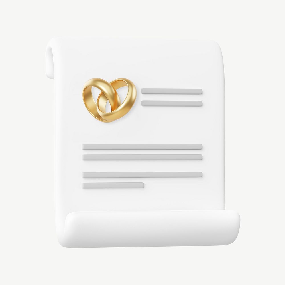 Marriage certificate, 3D wedding remix psd