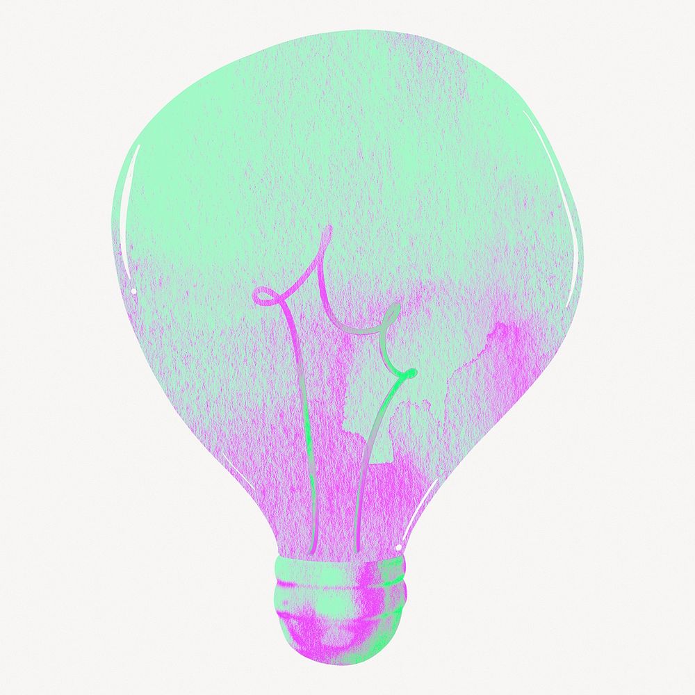 Light bulb, green & pink collage element