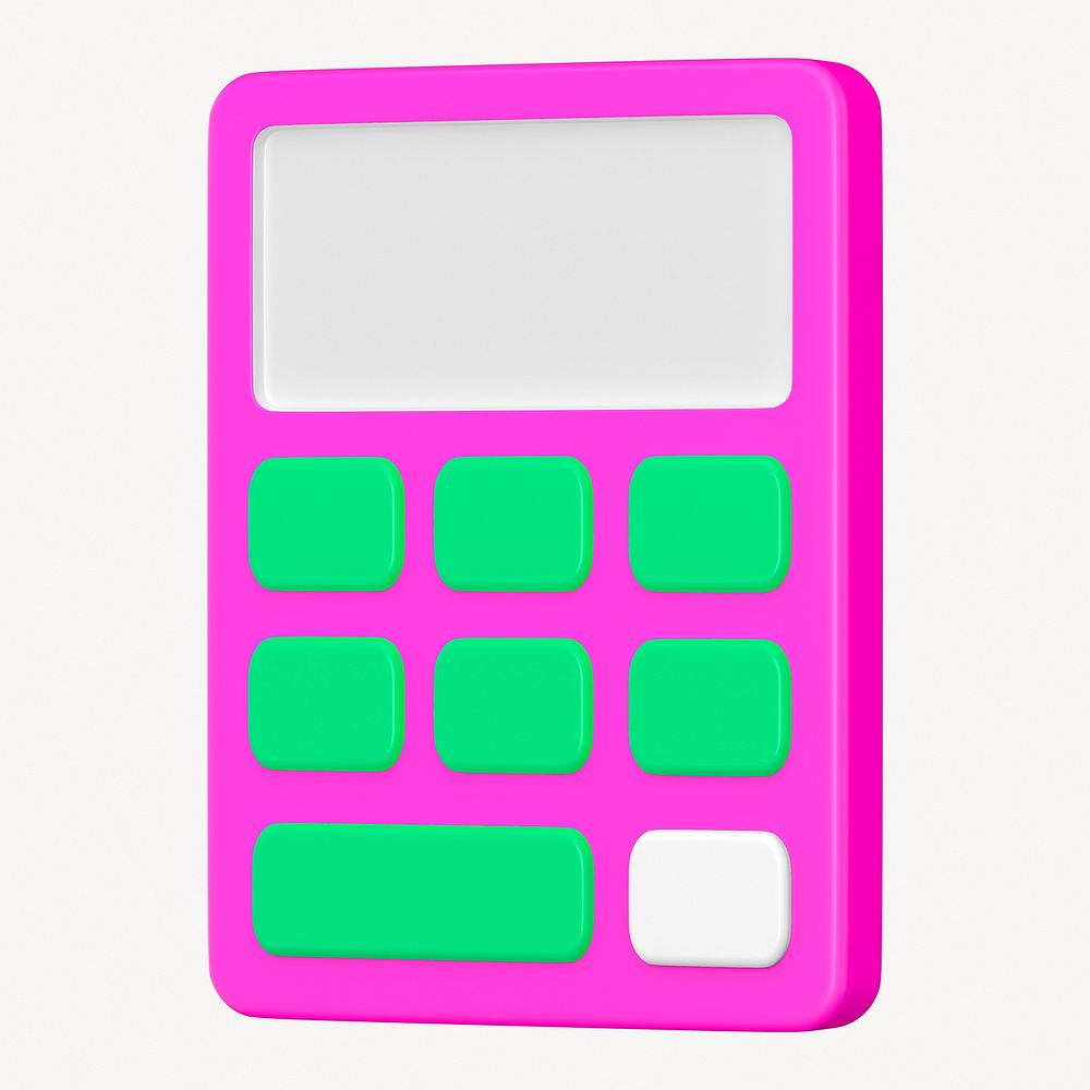 3D pink calculator collage element