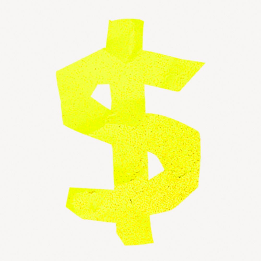 Yellow dollar sign, financial collage element