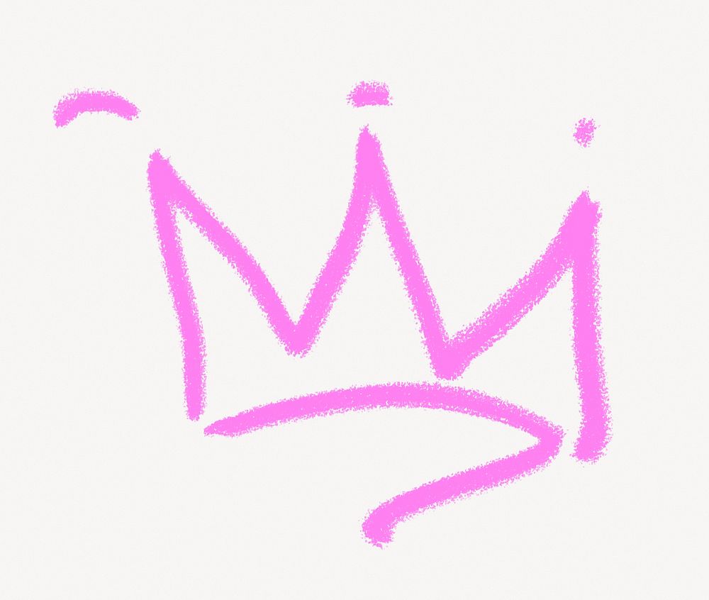 Doodle pink crown collage element
