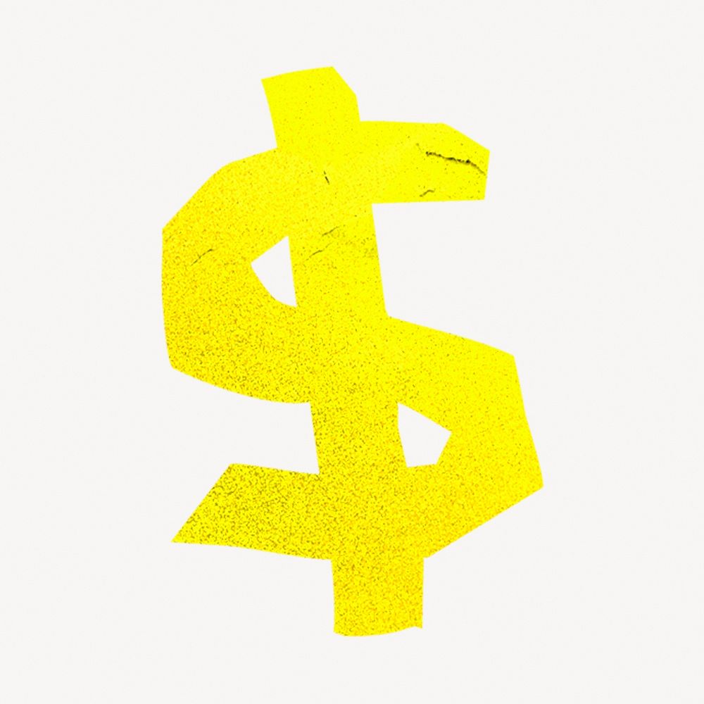 Yellow dollar sign, financial collage element