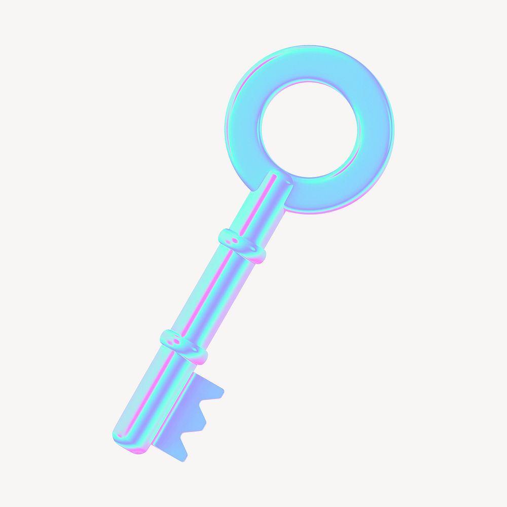 Vintage key 3D gradient collage element