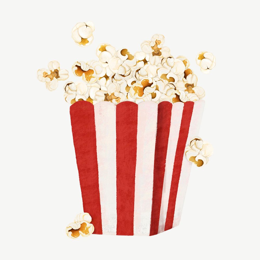 Popcorn movie snack collage element psd