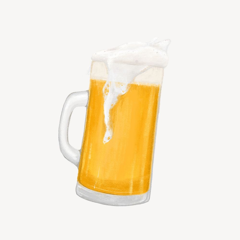 Frizzy beer, alcoholic drink illustration