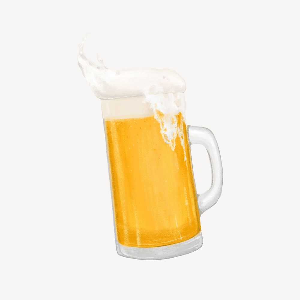 Frizzy beer, alcoholic drink illustration