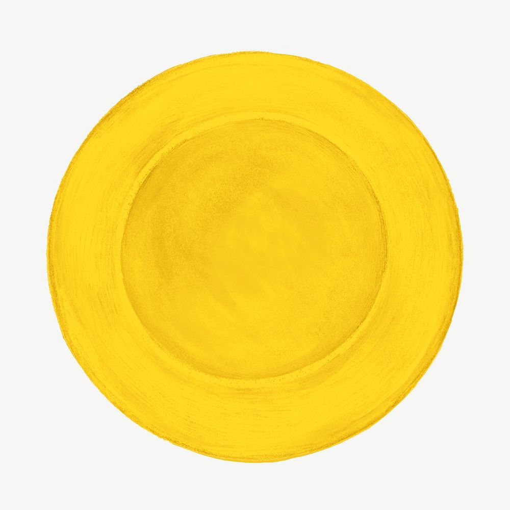 Yellow plate kitchenware collage element psd