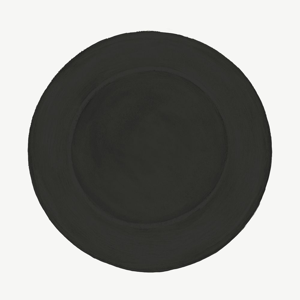 Black plate kitchenware collage element psd