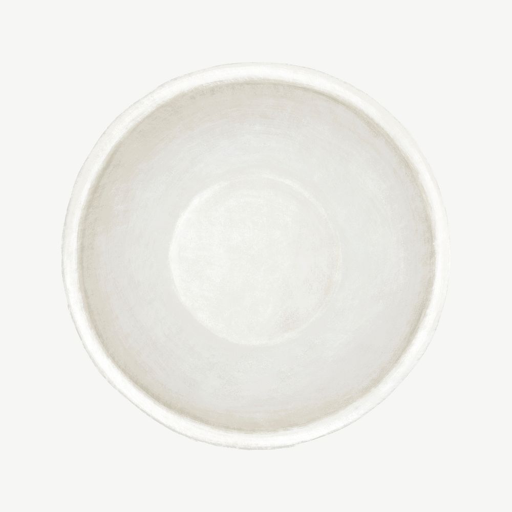 White bowl kitchenware collage element psd