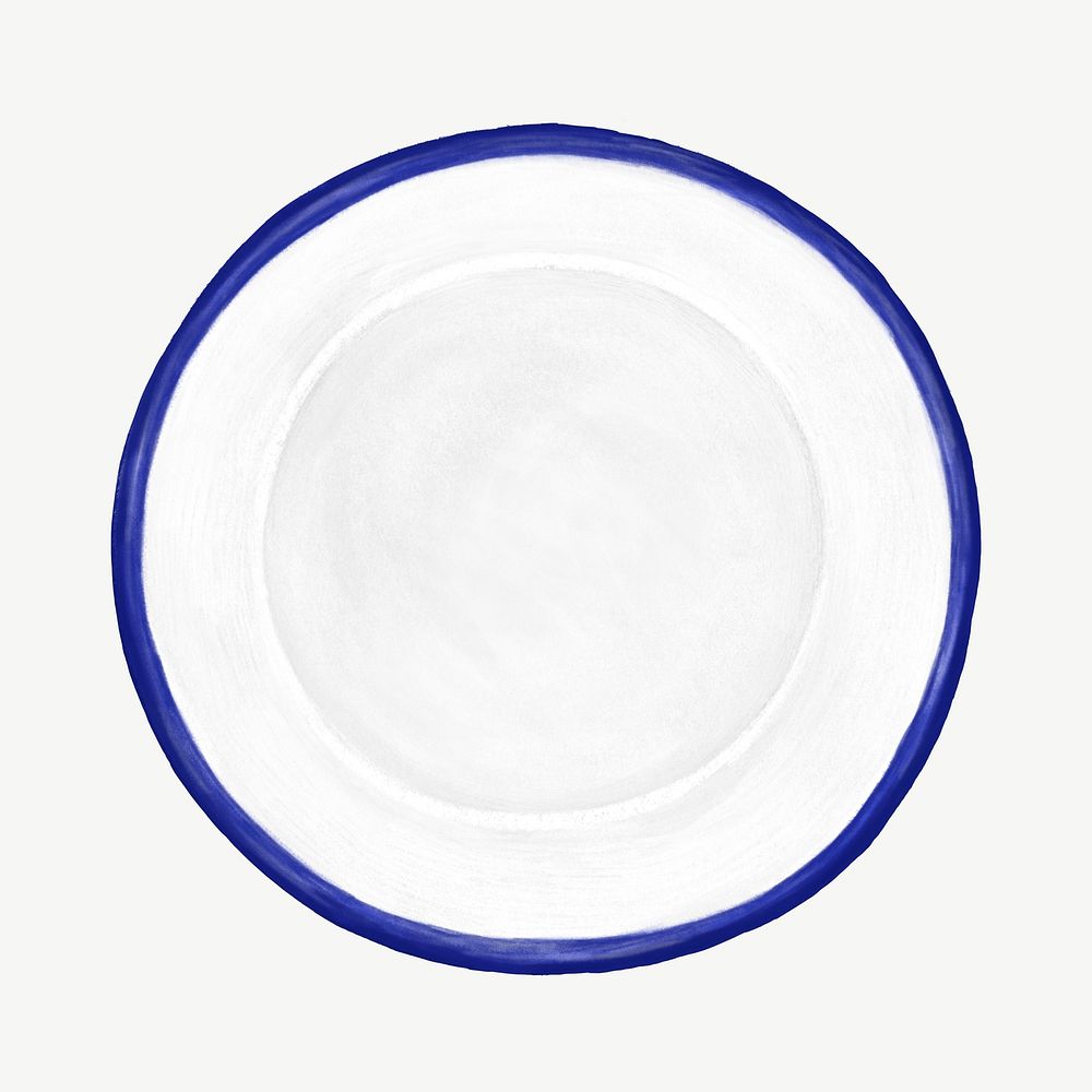 White plate kitchenware collage element psd